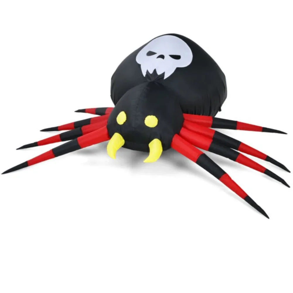 12-Foot Giant Inflatable Spider with White LED Lights - Halloween Blow Up Decor
